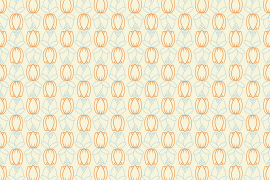 Rose tulip petals outline design seamless repeat pattern