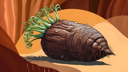 illustration of a hedgehog with a nut