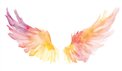 Obraz premium Abstract watercolor angel wings with a minimalist white background.