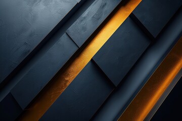 Abstract gold and blue geometric shapes.
