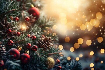 merry christmas decoration, high detail, split gradient colors background, golden hour glow , ai
