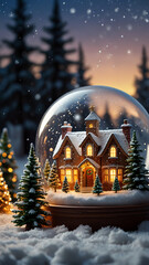 Christmas vertical background that captures the charm of a snow globe