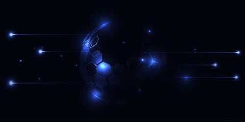 Abstract digital communication technology globe.Futuristic hi tech concepts.