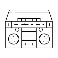 Obraz premium cassette stereo boombox player line icon vector. cassette stereo boombox player sign. isolated contour symbol black illustration