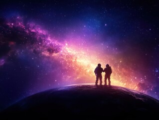 Fototapeta premium A breathtaking panoramic view of a serene space scene