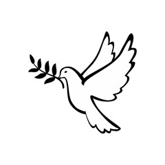 Obraz premium a dove carrying a branch, a symbol of peace
