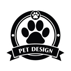 Pet logo design paw, vector for animal shop business