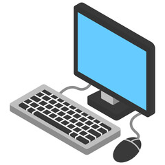 Desktop Computer isometric 3d icon, related to technology, home appliances theme. use for modern concept, UI or UX kit, web and app development.