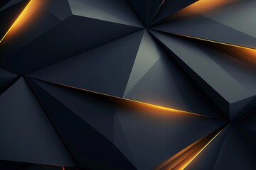 Abstract dark geometric background with gold lines.