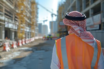 Construction Worker Walking in the City