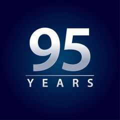 95 years blue and silver gradient for celebration, events, anniversary