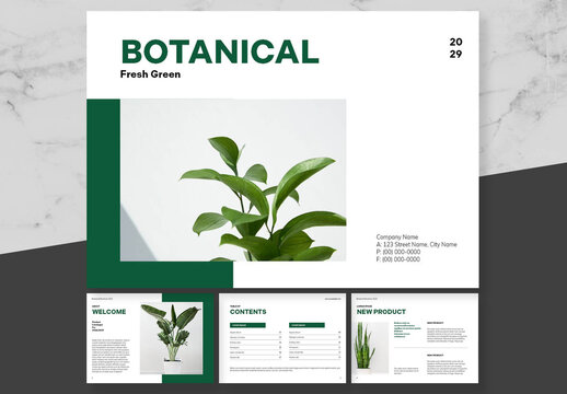 Green and White Floral Botanical Catalogue