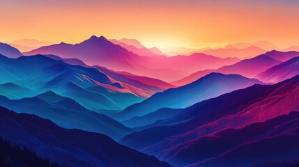 Obraz premium Colorful Mountain Ranges at Sunset