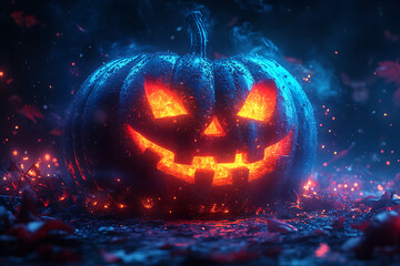 Fototapeta premium bright and colorful Halloween pumpkin and Trick or treat illustration, wallpaper or poster