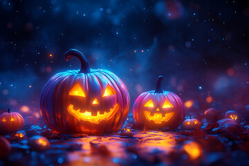 bright and colorful Halloween pumpkin and Trick or treat illustration, wallpaper or poster