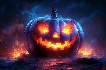 Naklejka premium bright and colorful Halloween pumpkin and Trick or treat illustration, wallpaper or poster
