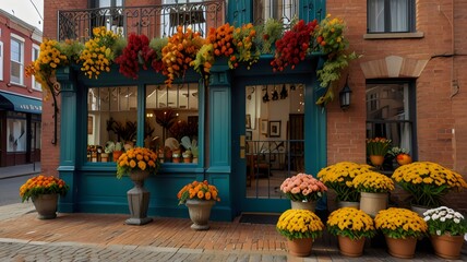 Autumn Facades of Flower Shops: Charming Fall Frontages