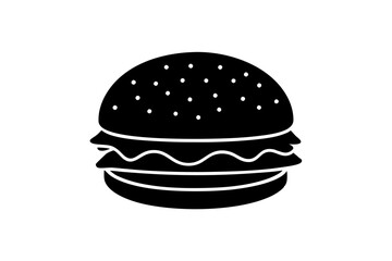 Hamburger vector silhouette, burger icon vector, Fast food silhouette vector illustration


