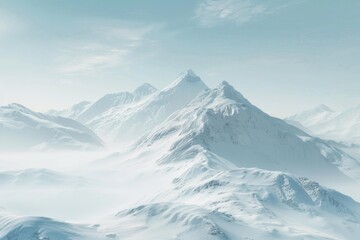 Mountain landscape with snow and blue sky