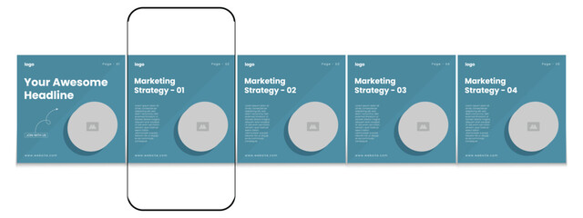 Microblog business carousel post template set, Modern Instagram carousel post design, Editable social media technology carousel post, eps 10