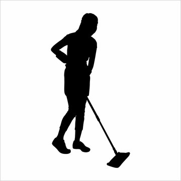 recommend clip art: Silhouette of a woman sweeping