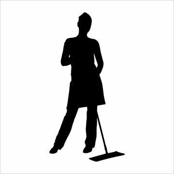 recommend clip art: Silhouette of a woman sweeping