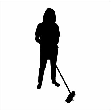 recommend clip art: Silhouette of a woman sweeping