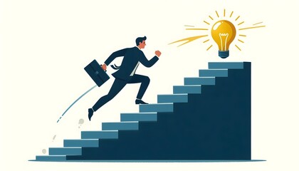 Business person with idea, best practices development, strategy to success or improvement, planning, progress or implementation process, efficiency or productivity concept