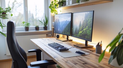 Minimalist Home Office with Natural Light 