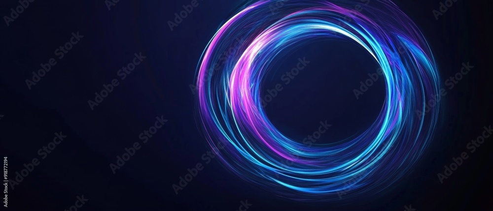 Poster neon wave circle. futuristic glow on a dark background