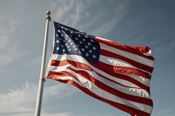American flag on sky
