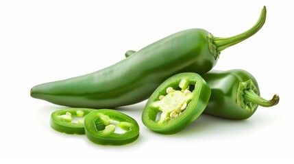 A green pepper is cut in half and has a stem on top