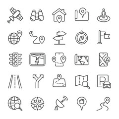 Navigation thin line icons collection. Editable stroke. For website marketing design, logo, app, template, ui, etc. Vector illustration.