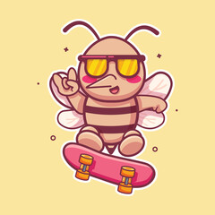 cool mosquito animal character mascot playing skateboard isolated cartoon