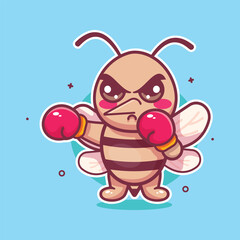serious mosquito animal character mascot playing boxing sport isolated cartoon 
