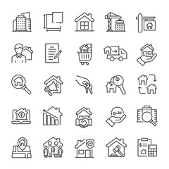 Real estate thin line icons collection. Editable stroke. For website marketing design, logo, app, template, ui, etc. Vector illustration.