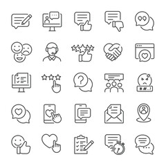 Feedback, testimonial, customer thin line icons collection. Editable stroke. For website marketing design, logo, app, template, ui, etc. Vector illustration.