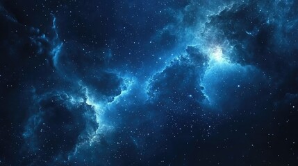 Fototapeta premium Cosmic Nebula with Scattered Stars in a Dark Blue Sky
