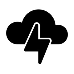 Thunder Icon in Glyph Style Suitable for Web, Apps, Presentation, or Printable Meanings