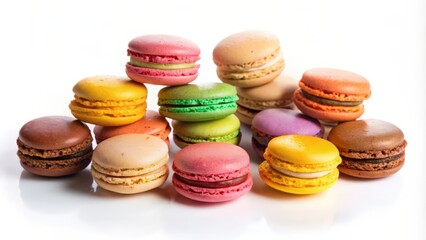 Obraz premium Assorted Colorful Macarons on a White Background