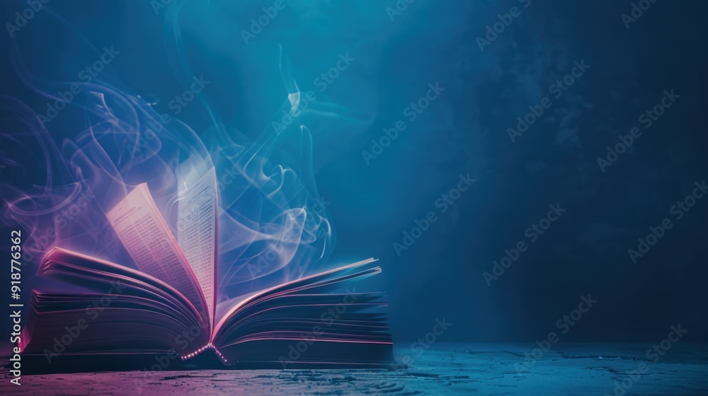 Poster Mystical Open Book with Smoke