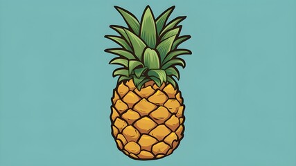 Cartoon fresh tropical fruit pineapple drawn by hand