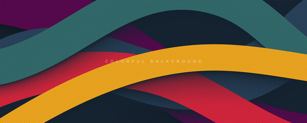 Colorful abstract lines shape on layers background gradient design vector
