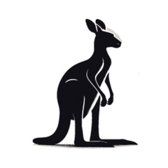 Obraz premium Kangaroo silhouette, Kangaroo silhouette on a white background 