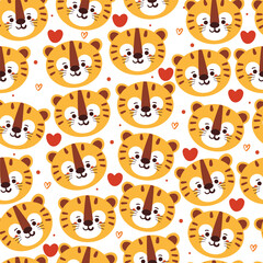 seamless pattern cartoon tiger. cute animal wallpaper illustration for gift wrap paper