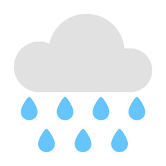 Rain Icon in Flat Style Suitable for Web, Apps, Presentation, or Printable Meanings