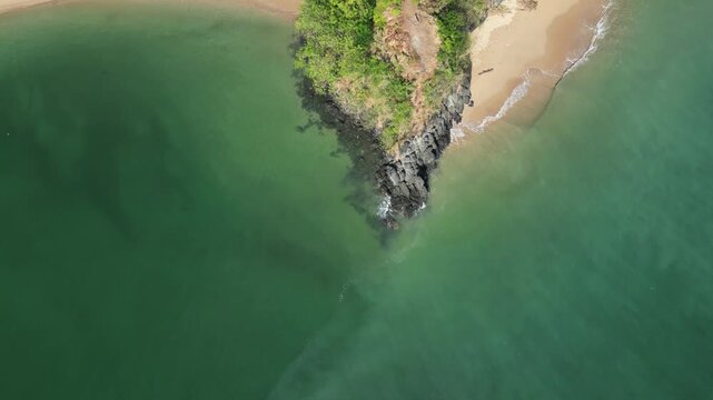 aerial seascape drone fly above scenic coastline Mozambique Channel, Moh&eacute;li or Mwali, part of the Union of the Comoros