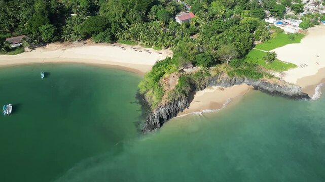 Moh&eacute;li or Mwali, part of the Union of the Comoros aerial seascape drone fly above scenic coastline Mozambique Channel water