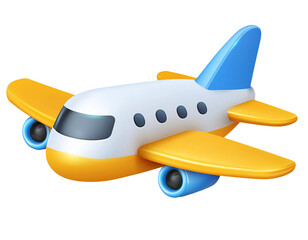 Playful 3D Cute Plane Icon Illustration