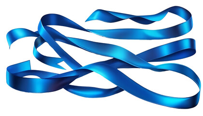 Blue ribbon used for alternating decoration of festival and gifts on transparent background.